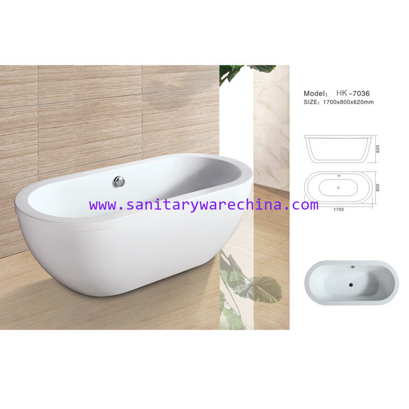 Modern Bathtub,Acrylic bathtub white color,Bathtub, seamless Bathtub. HK7036 Size:170X80X62CM